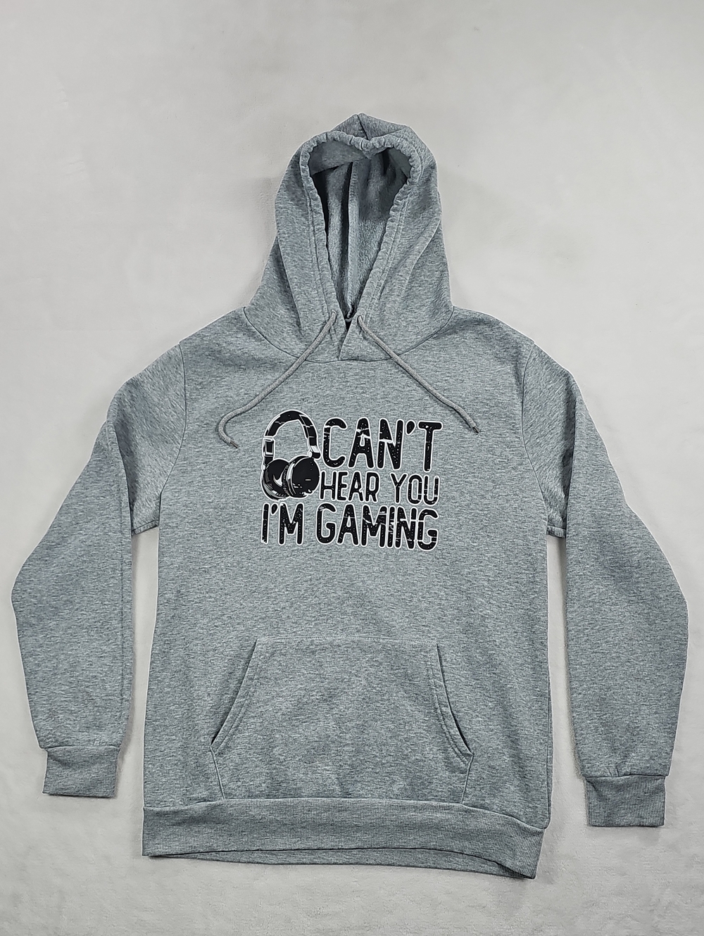 Unbranded Cant Hear You Im Gaming Hoodie Grey Graphic Sweatshirt Mens Medium